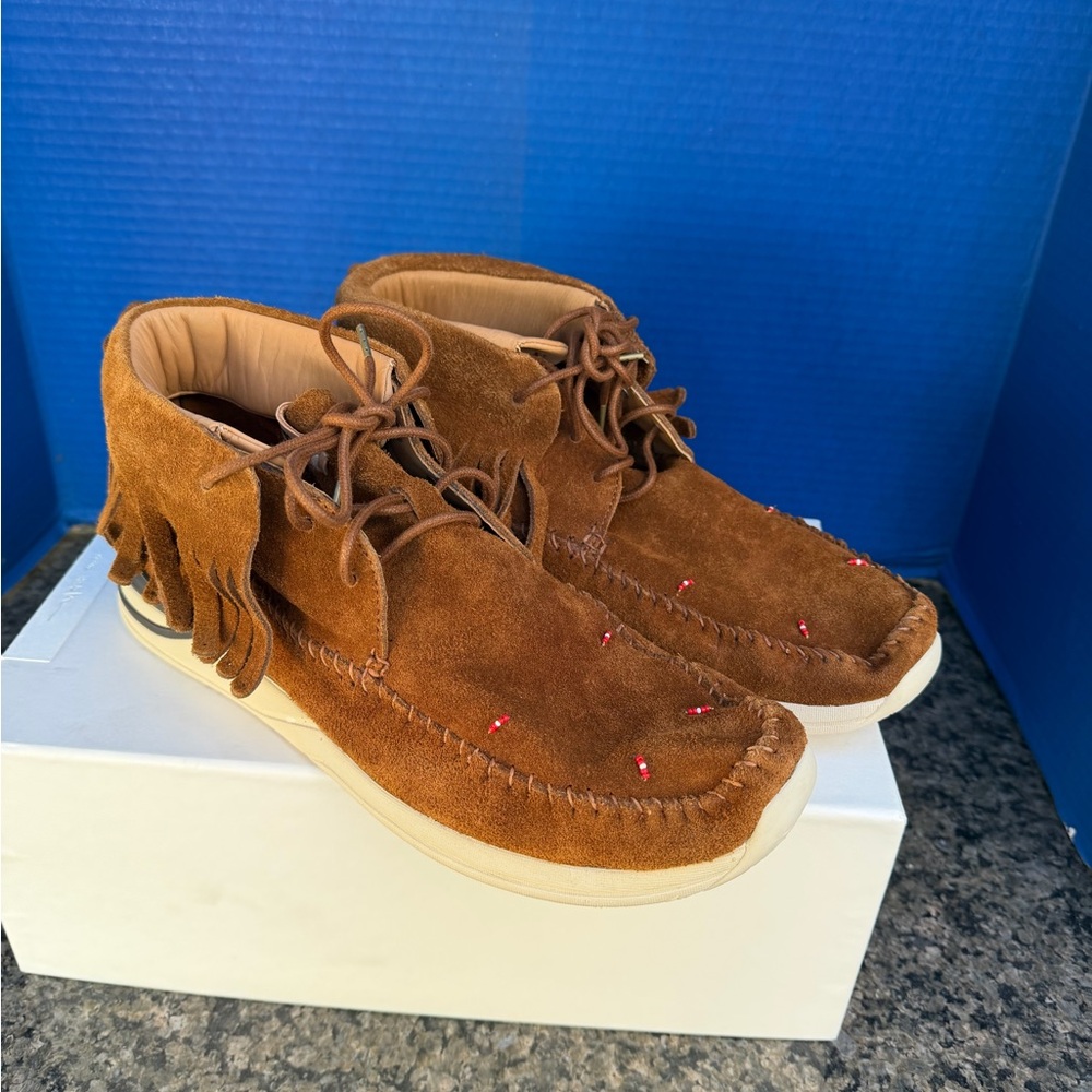 Visvim Brown Suede Chukka Boots with Fringe
